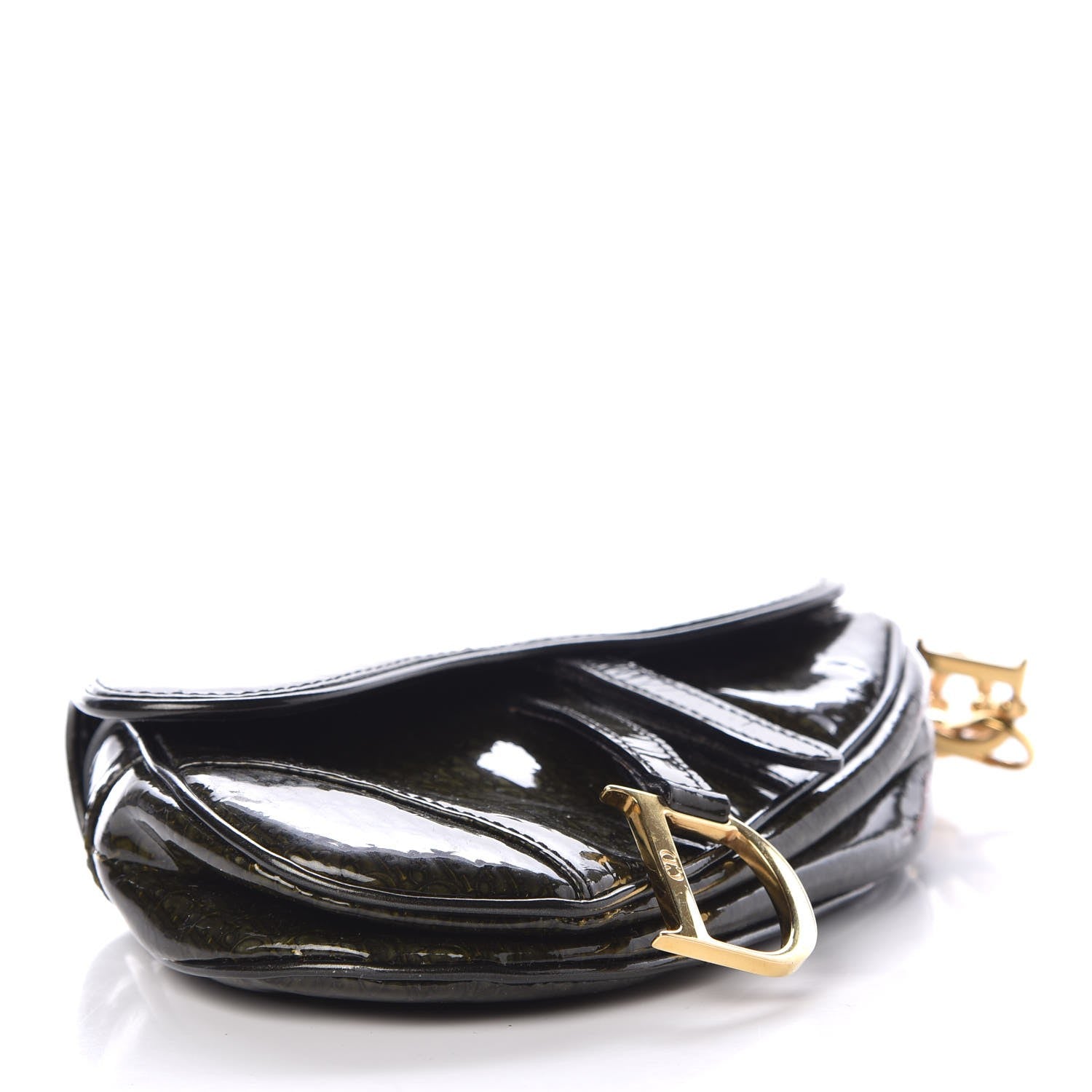 Christian Dior Patent Diorissimo Saddle Wristlet Green 4 of 8