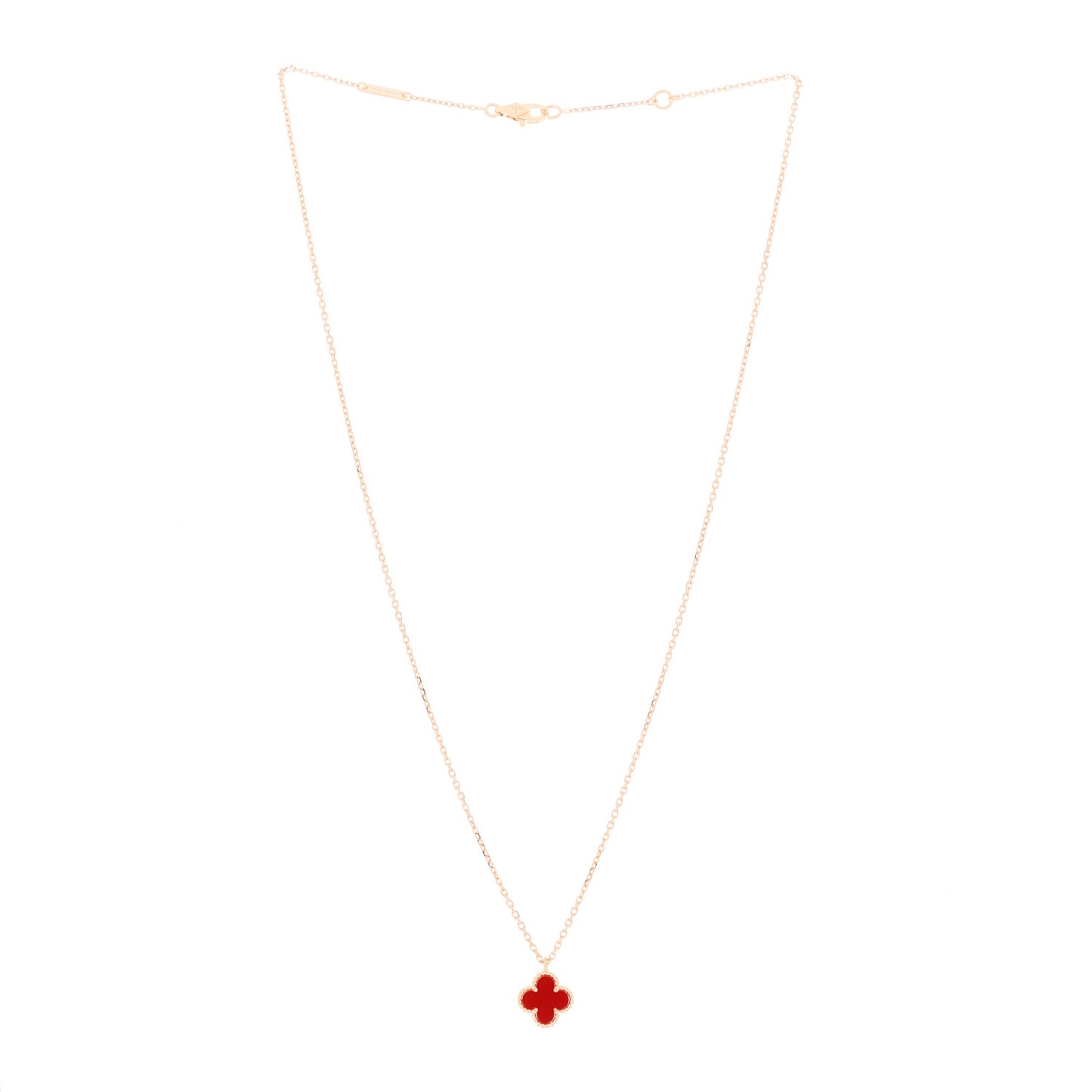 18K Rose Gold Carnelian Sweet Alhambra Pendant Necklace