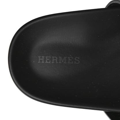 Hermes Calfskin Womens Chypre Sandals 37.5 Black 8 of 9