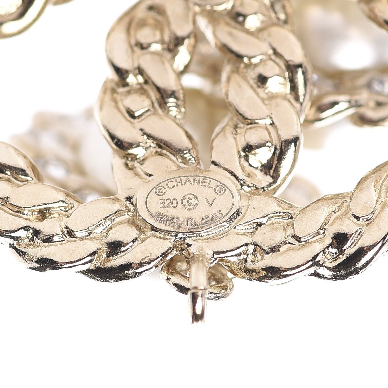Chanel Crystal Pearl Pearls Coronation CC Drop Earrings Gold 4 of 5