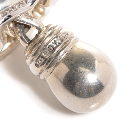 David Yurman Sterling Silver Diamond Quatrefoil Lariat Wheat Chain Necklace 5 of 7