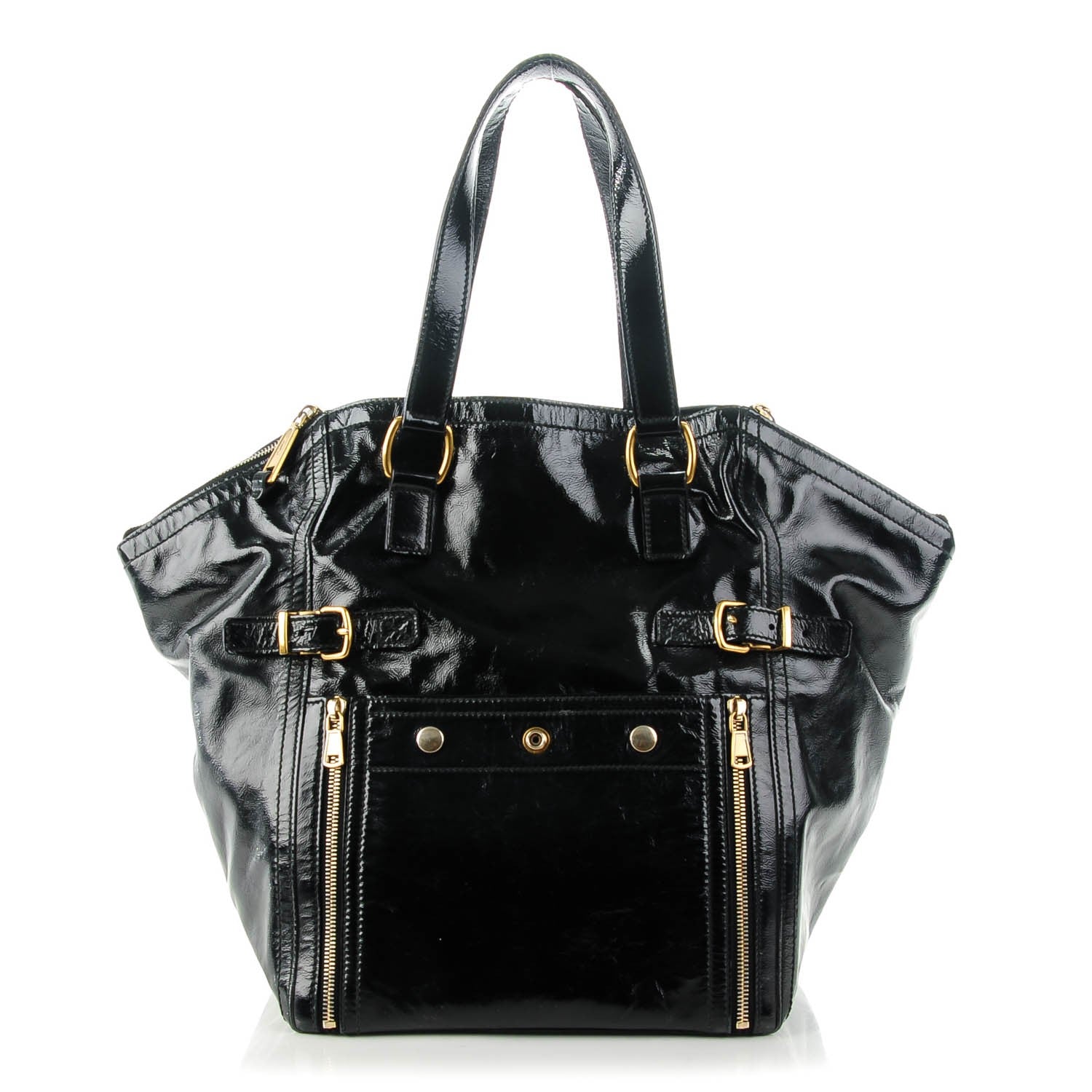 Saint Laurent Textured Patent Large Downtown Tote Black 1 of 7