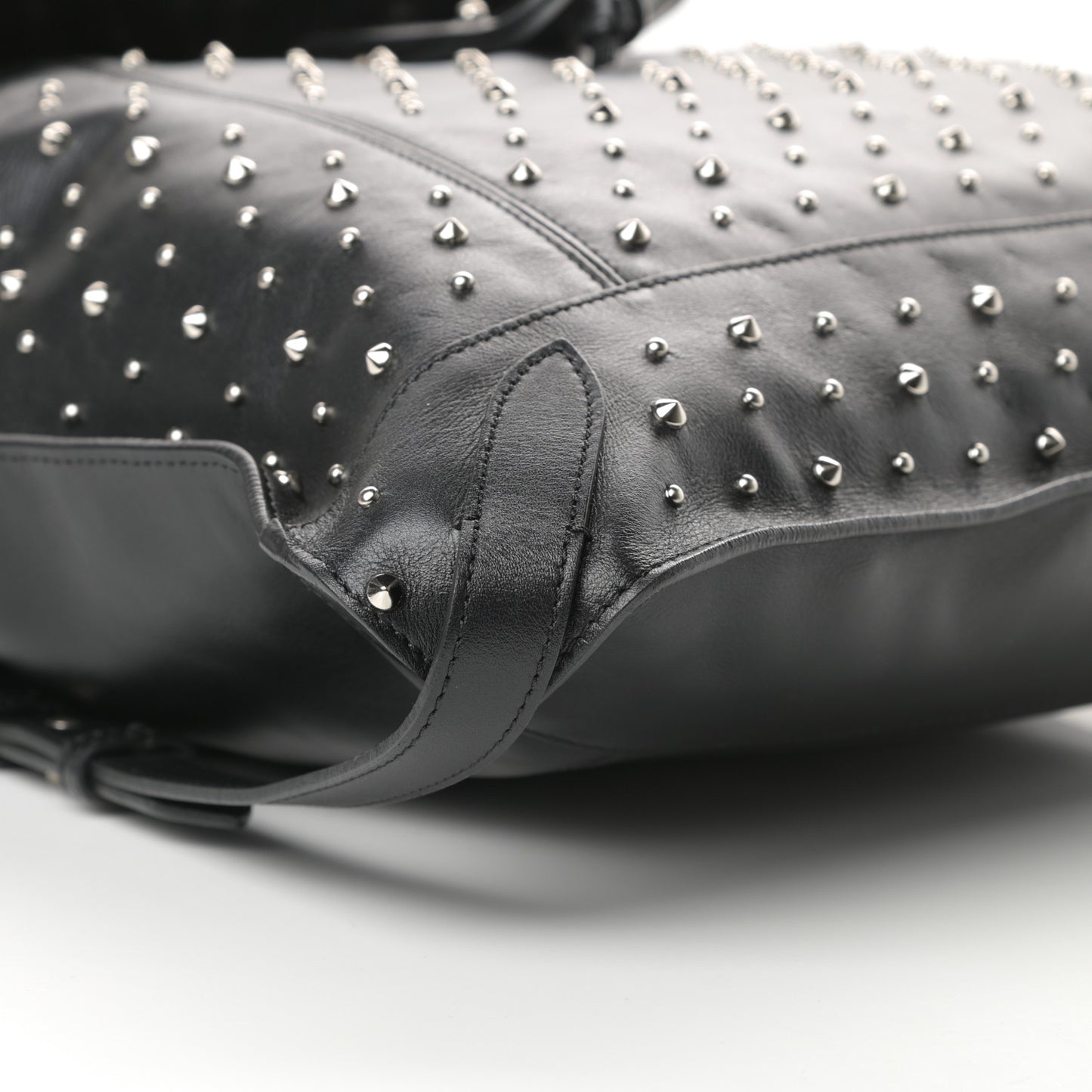 Calfskin Studded Padlock Backpack Black