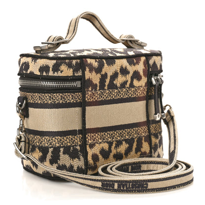 Christian Dior Canvas Mizza Embroidered Small Leopard Travel Vanity Case Beige 3 of 8