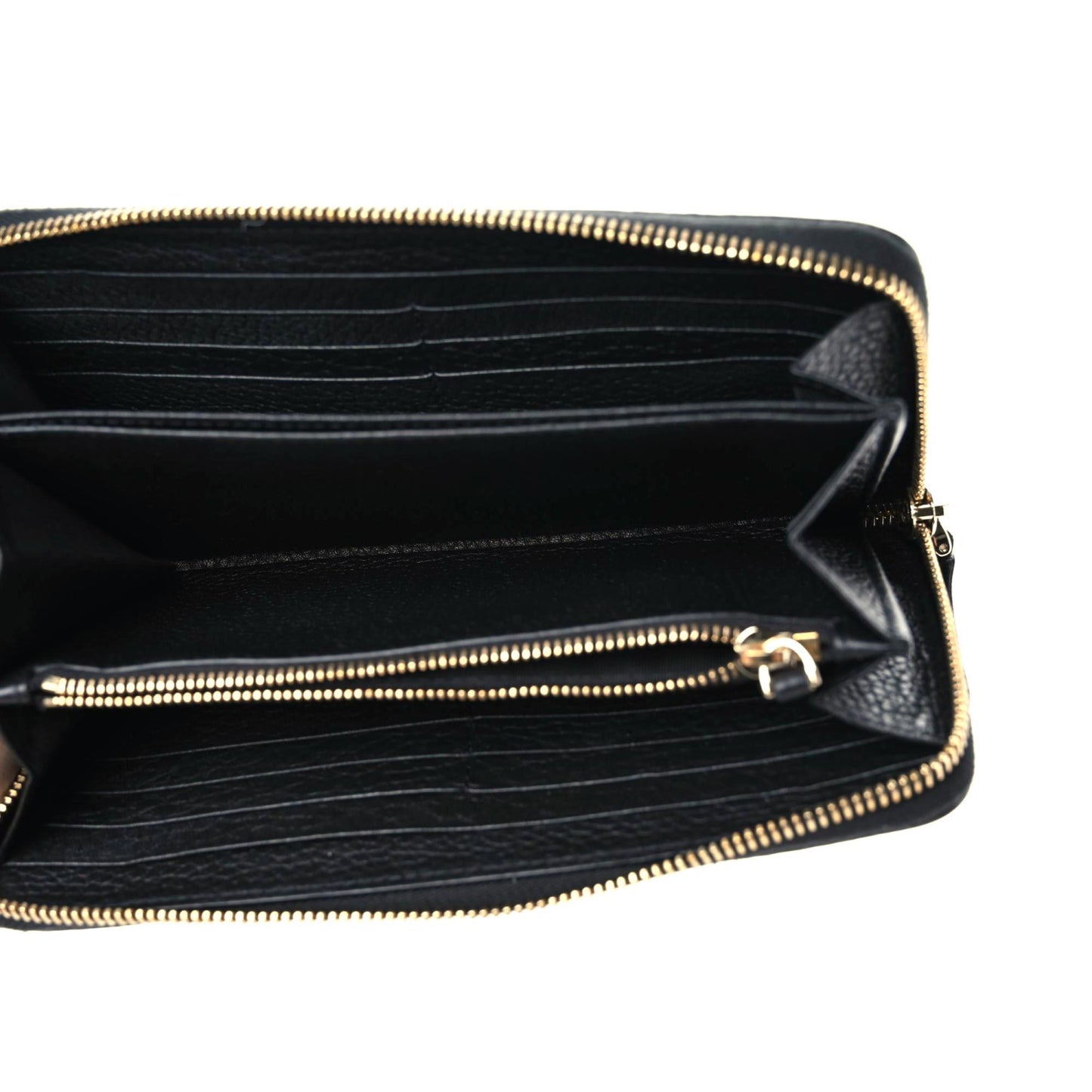 Pebbled Calfskin Rockstud Zip Around Wallet Black