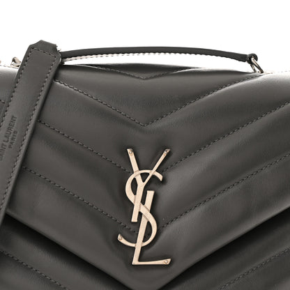 Saint Laurent Calfskin Y Quilted Monogram Small Loulou Chain Satchel Storm 8 of 10