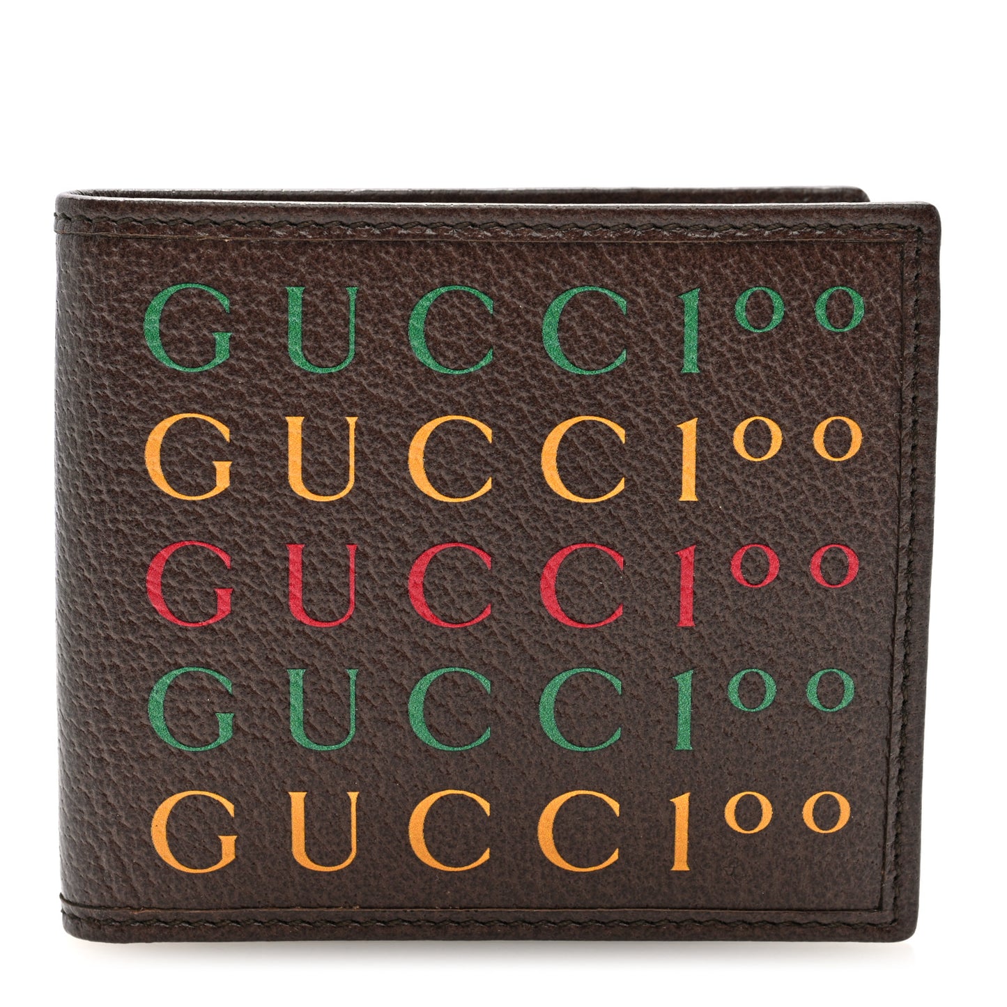 Textured Dollar Calfskin Gucci 100 Centennial Music Wallet New Acero New Shamarock Crop Hibiscus Red