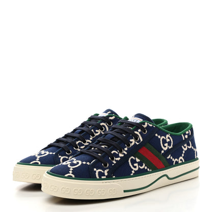 Gucci Cotton GG Monogram Web Mens 1977 Tennis Sneakers 7 Ink Ivory Blue 3 of 9