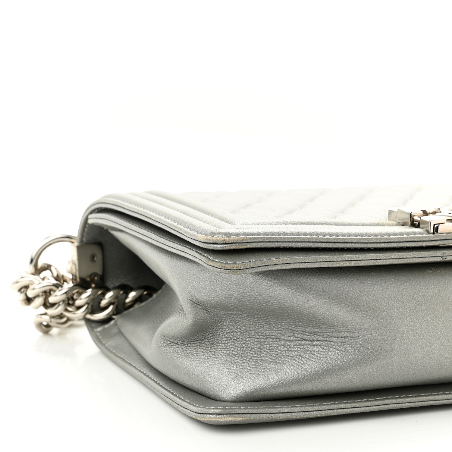 Chanel Caviar Quilted Medium Boy Flap Light Grey 9 of 12