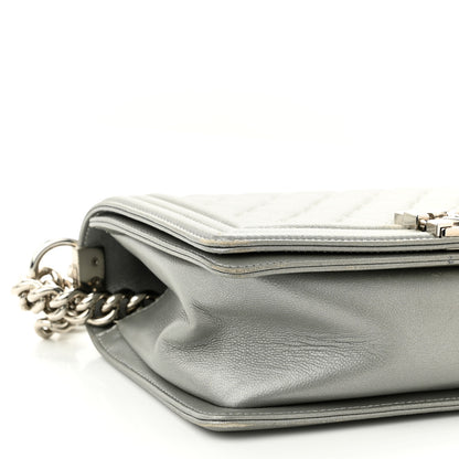 Chanel Caviar Quilted Medium Boy Flap Light Grey 9 of 12