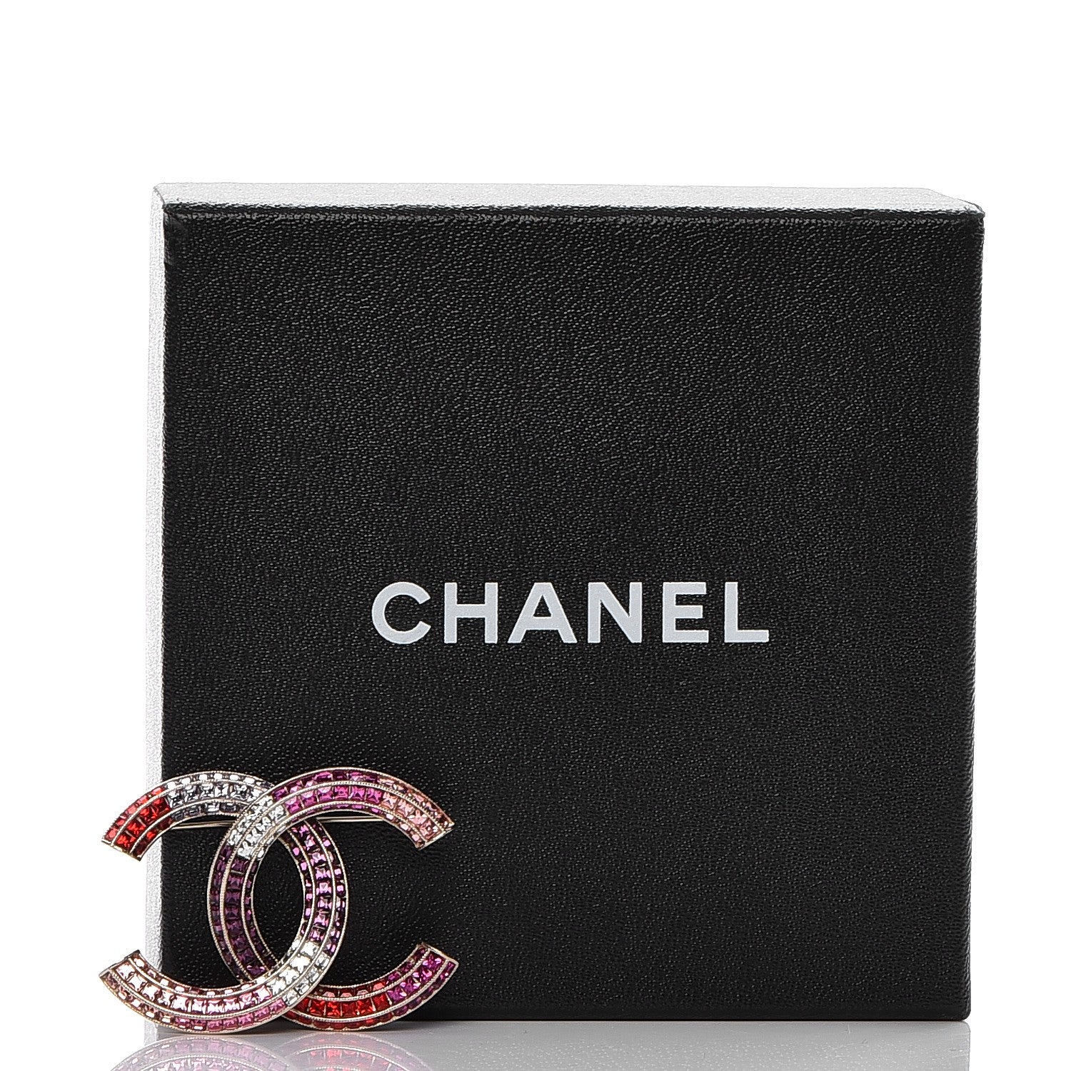 Chanel Baguette Crystal CC Brooch Gold Fuchsia Purple 6 of 6