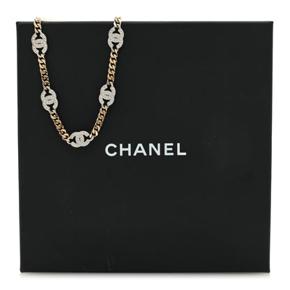 Chanel Crystal Chain CC Link Choker Gold Silver 4 of 5