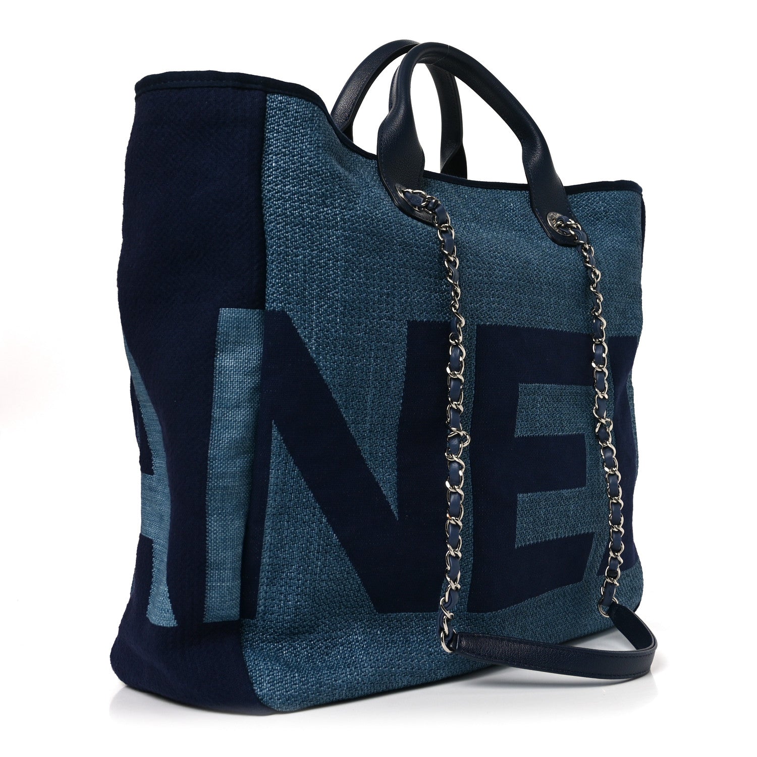 Chanel Canvas Large Shopping Tote Dark Blue 3 of 10