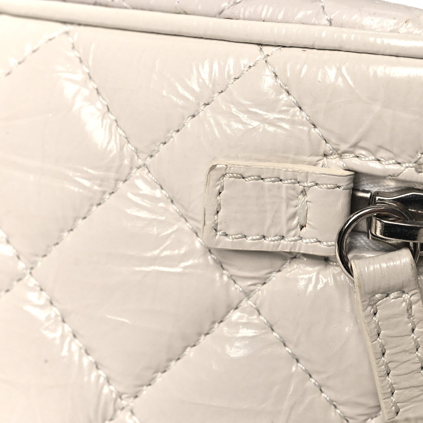 Crumpled Calfskin PVC Quilted Backpack White