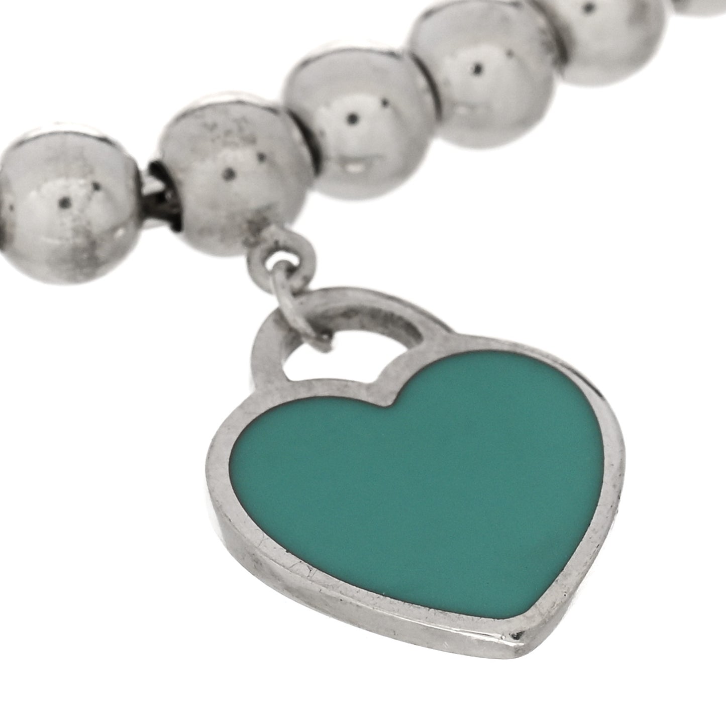 Sterling Silver Enamel 4mm Return To Tiffany Heart Tag Bead Bracelet Blue