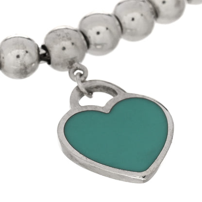 Tiffany Sterling Silver Enamel 4mm Return To Tiffany Heart Tag Bead Bracelet Blue 3 of 4