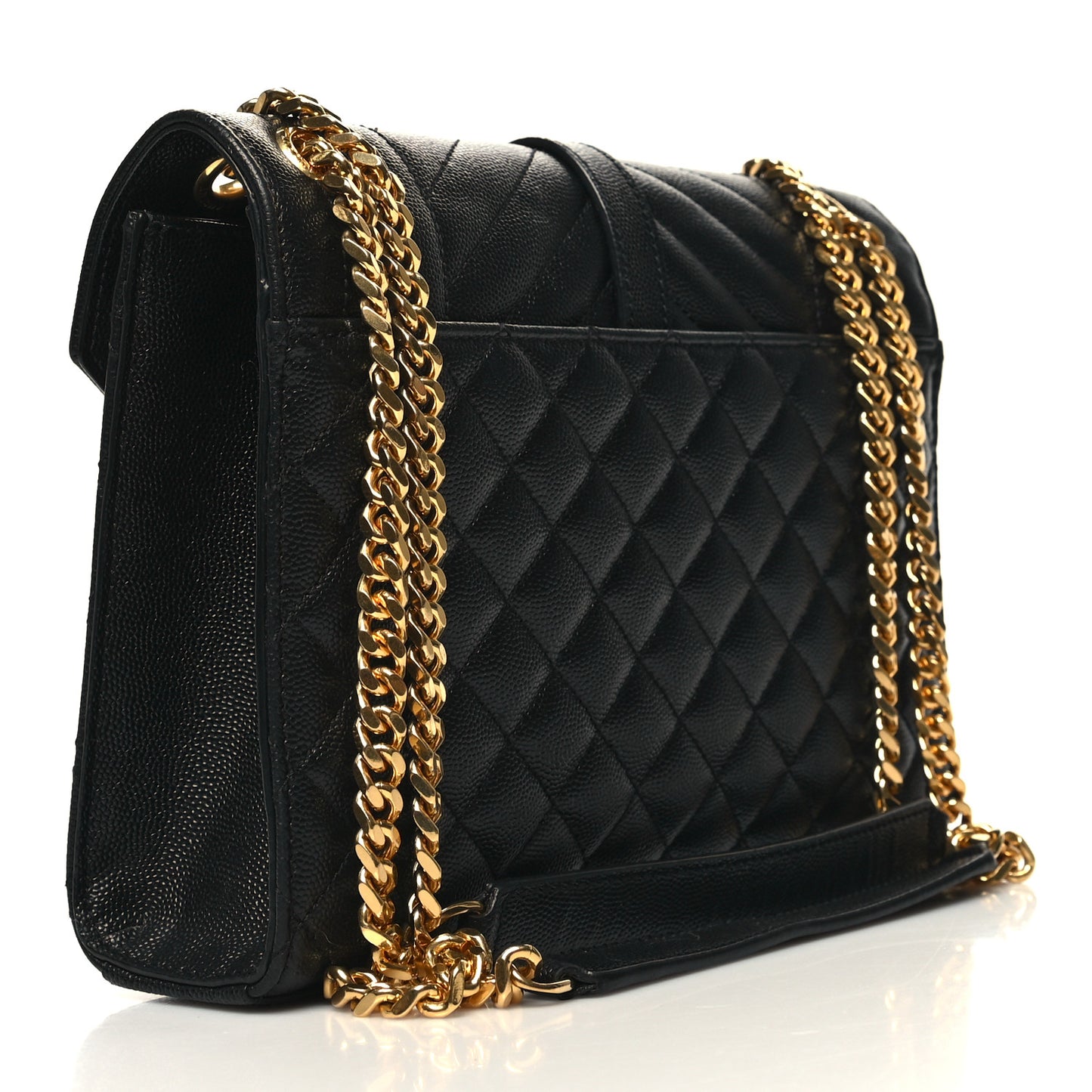 Grain De Poudre Textured Mixed Matelasse Triquilt Medium Monogram Satchel Black