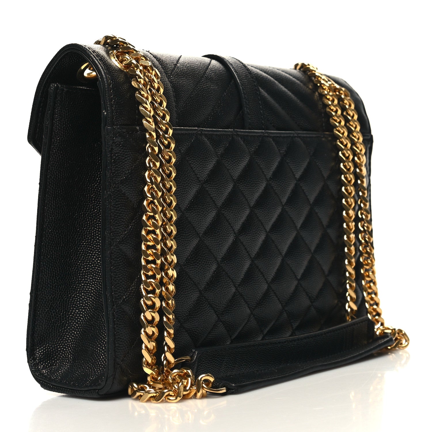 Saint Laurent Grain De Poudre Textured Mixed Matelasse Triquilt Medium Monogram Satchel Black 3 of 10