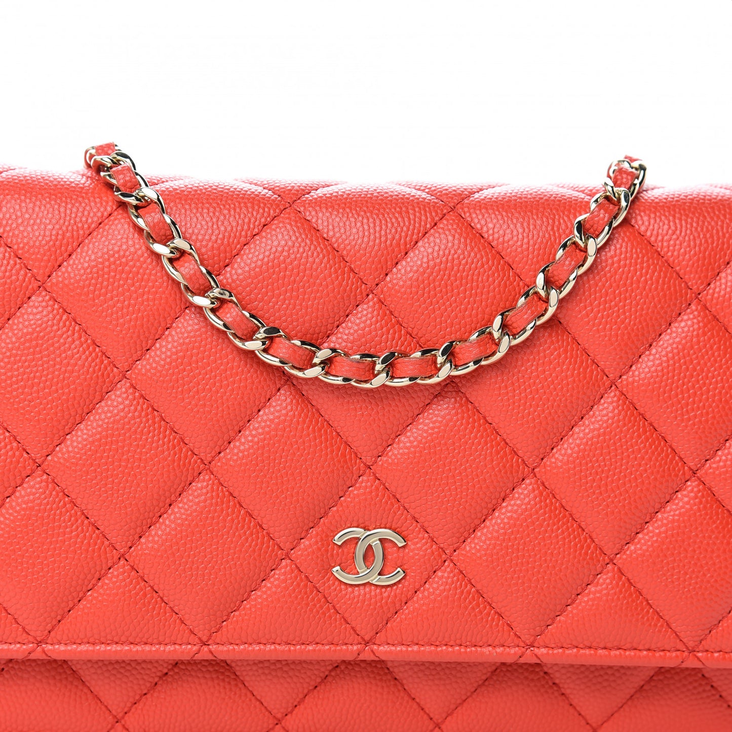 Caviar Quilted Wallet on Chain WOC Red