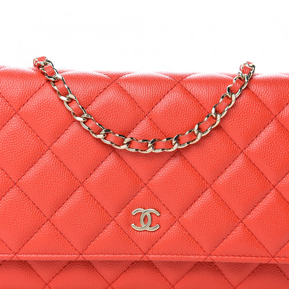 Chanel Caviar Quilted Wallet on Chain WOC Red 12 of 13