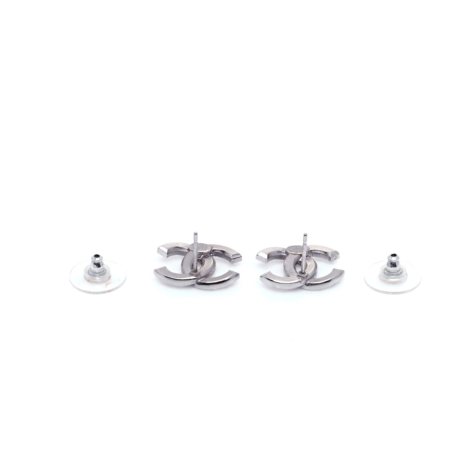 Chanel Baguette Crystal CC Earrings Silver 4 of 5