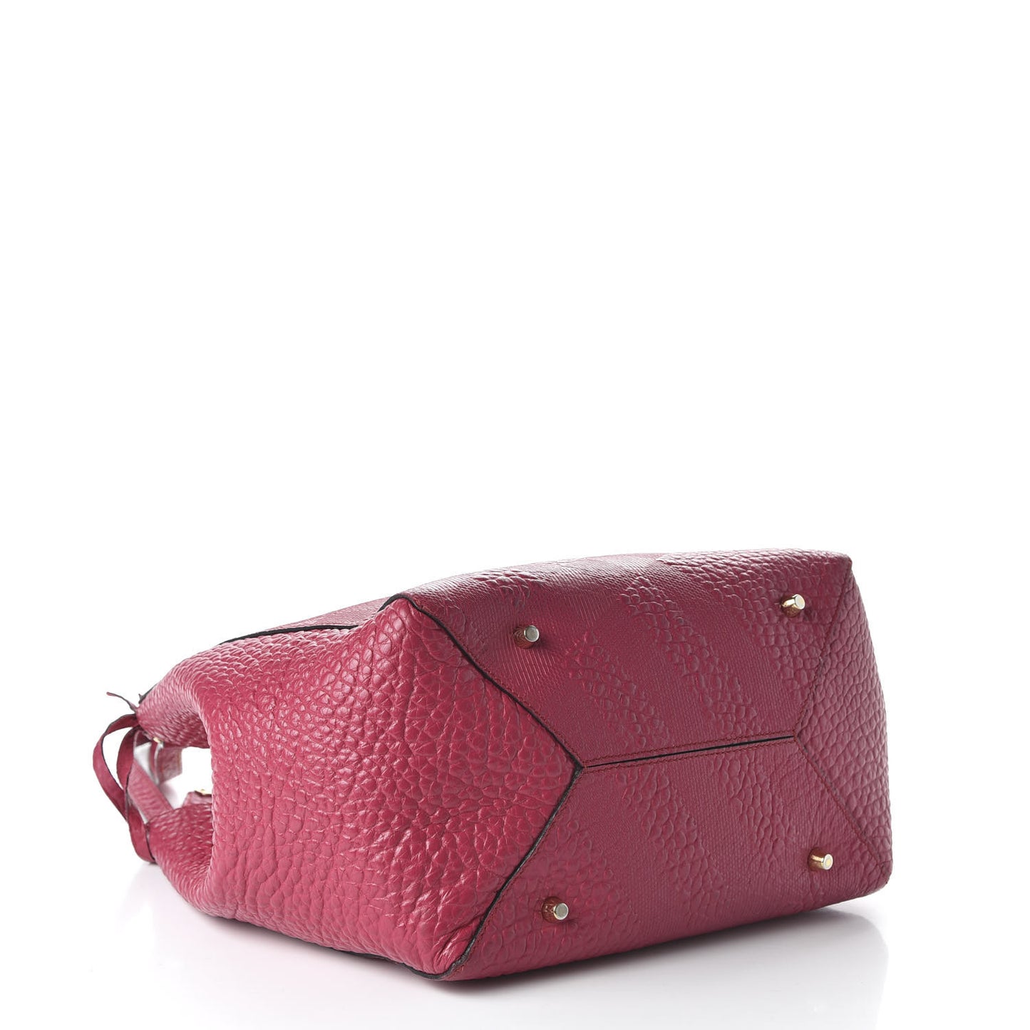 Signature Grain Calfskin Check Embossed Small Canterbury Tote Fuchsia