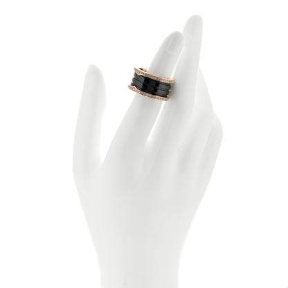 Bulgari 18K Rose Gold Black Ceramic Diamond B.Zero1 Four-Band Ring 55 7.25 2 of 6