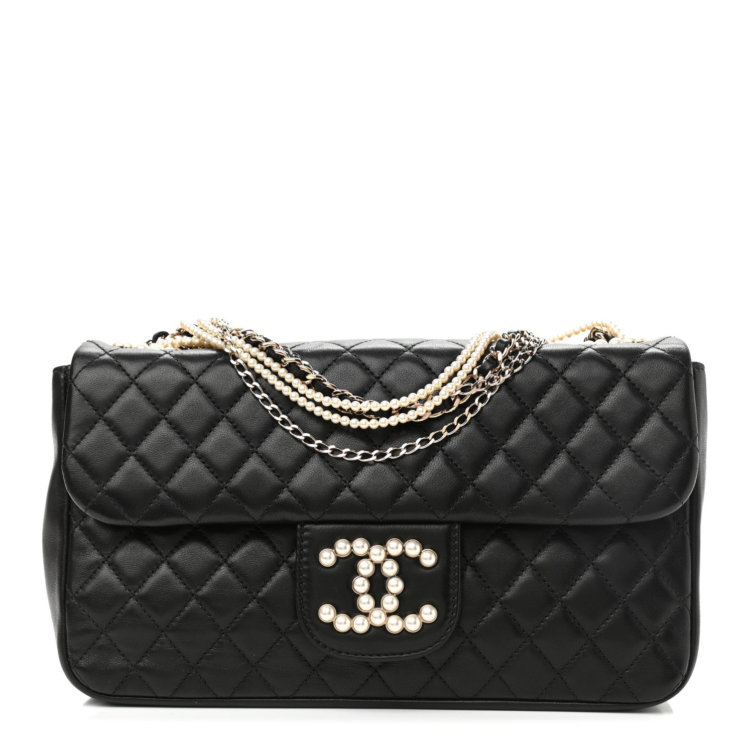 Chanel Lambskin Quilted Medium Westminster Pearl Flap Black 1 of 11