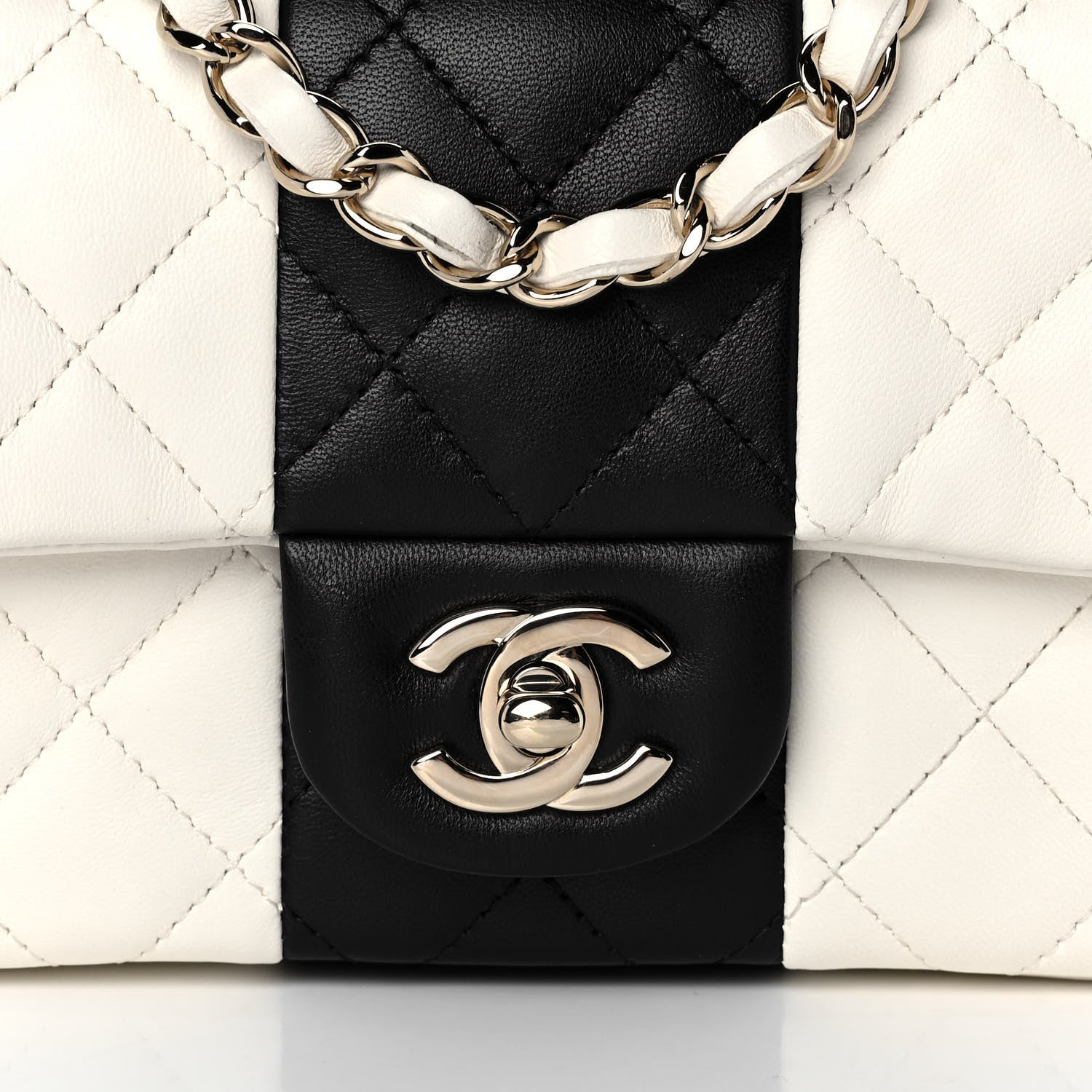 Chanel Lambskin Quilted Mini Rectangular Flap White Black 8 of 11
