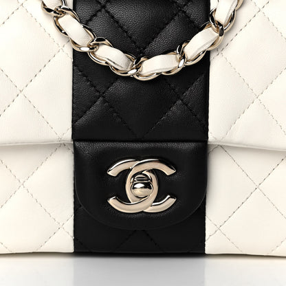 Chanel Lambskin Quilted Mini Rectangular Flap White Black 8 of 11