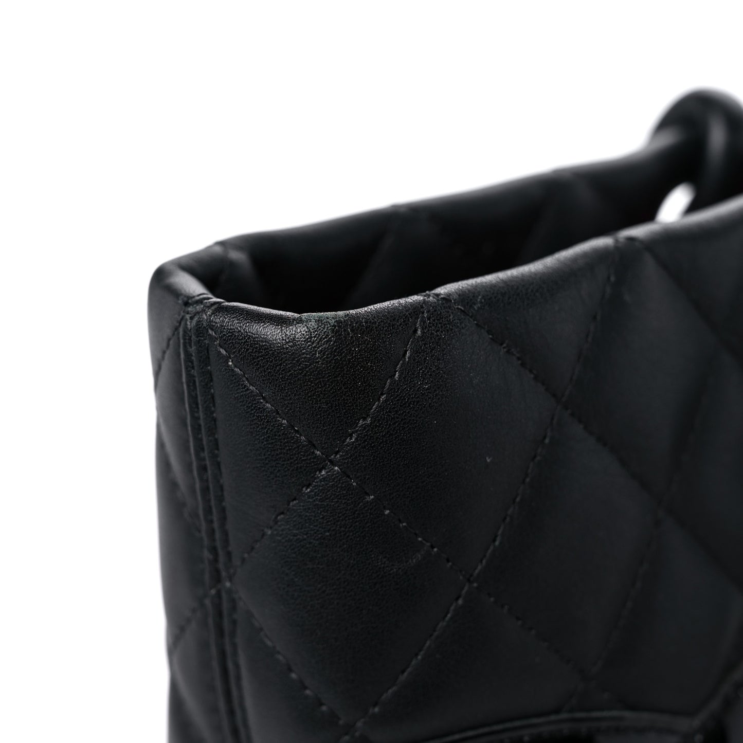 Calfskin Quilted Large Cambon Tote Black