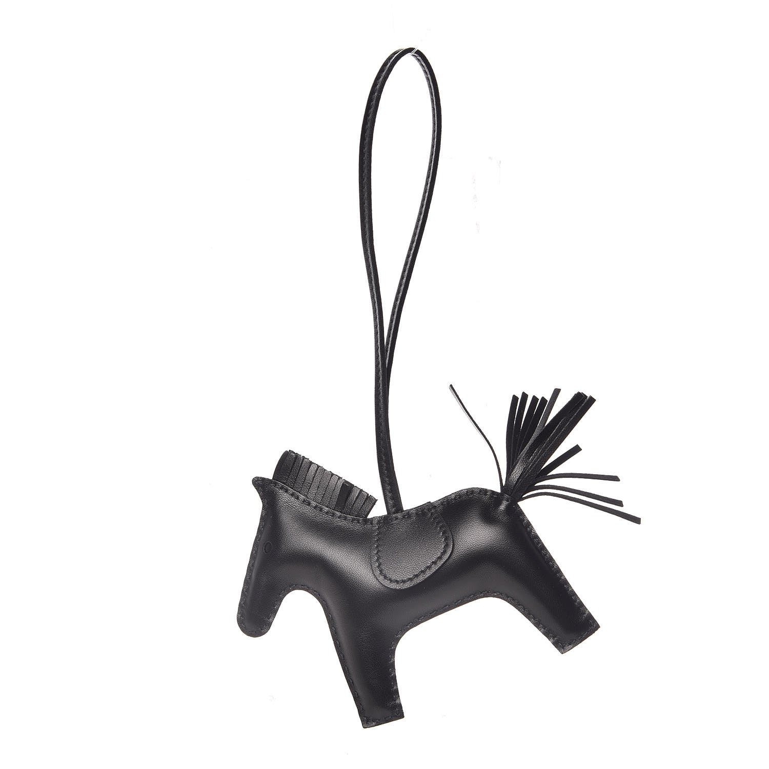 Hermes Milo Lambskin Grigri Rodeo Horse Bag Charm MM So Black 1 of 5