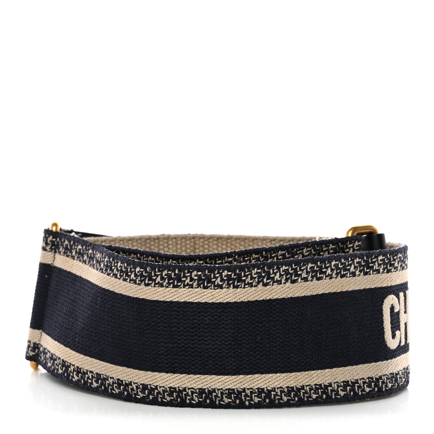 Christian Dior Canvas Embroidered Shoulder Strap Blue 2 of 5