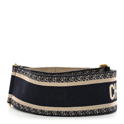 Christian Dior Canvas Embroidered Shoulder Strap Blue 2 of 5