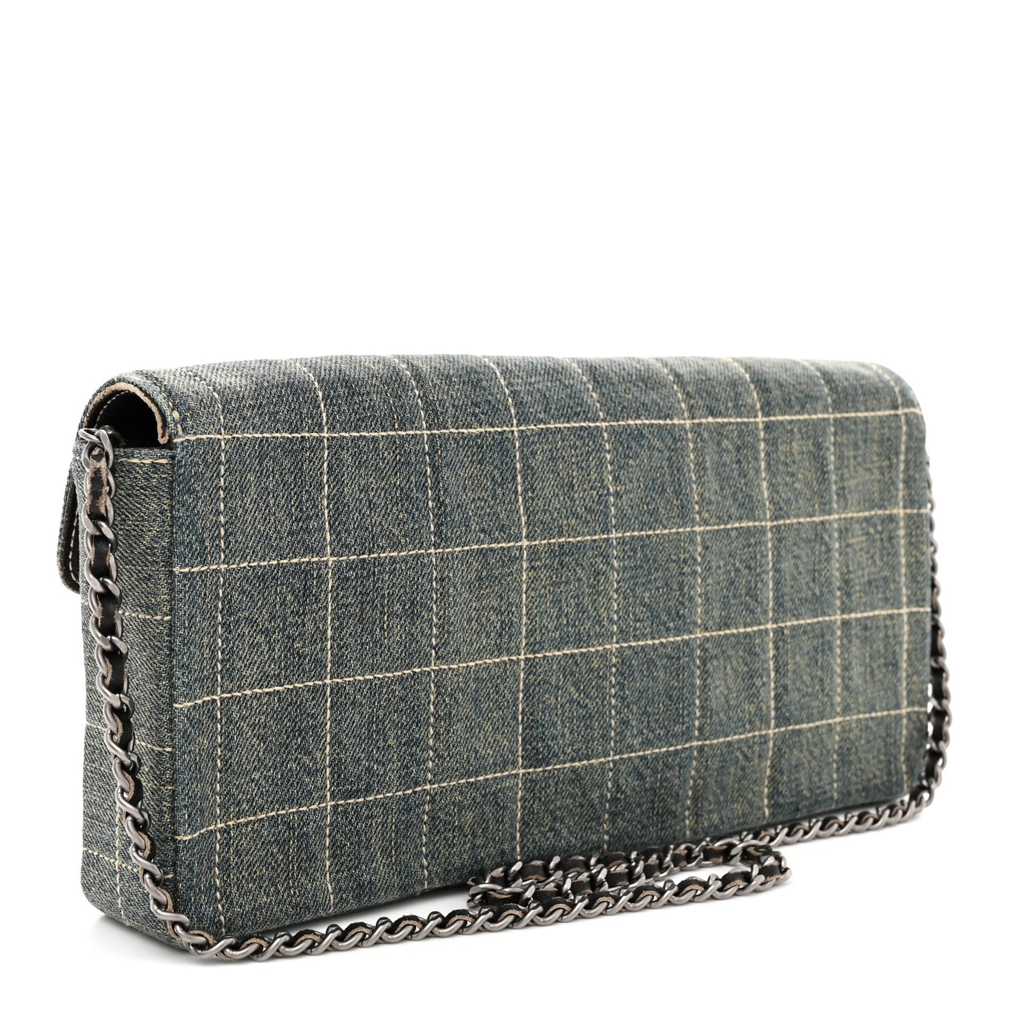 Denim Chocolate Bar Quilted East West Flap