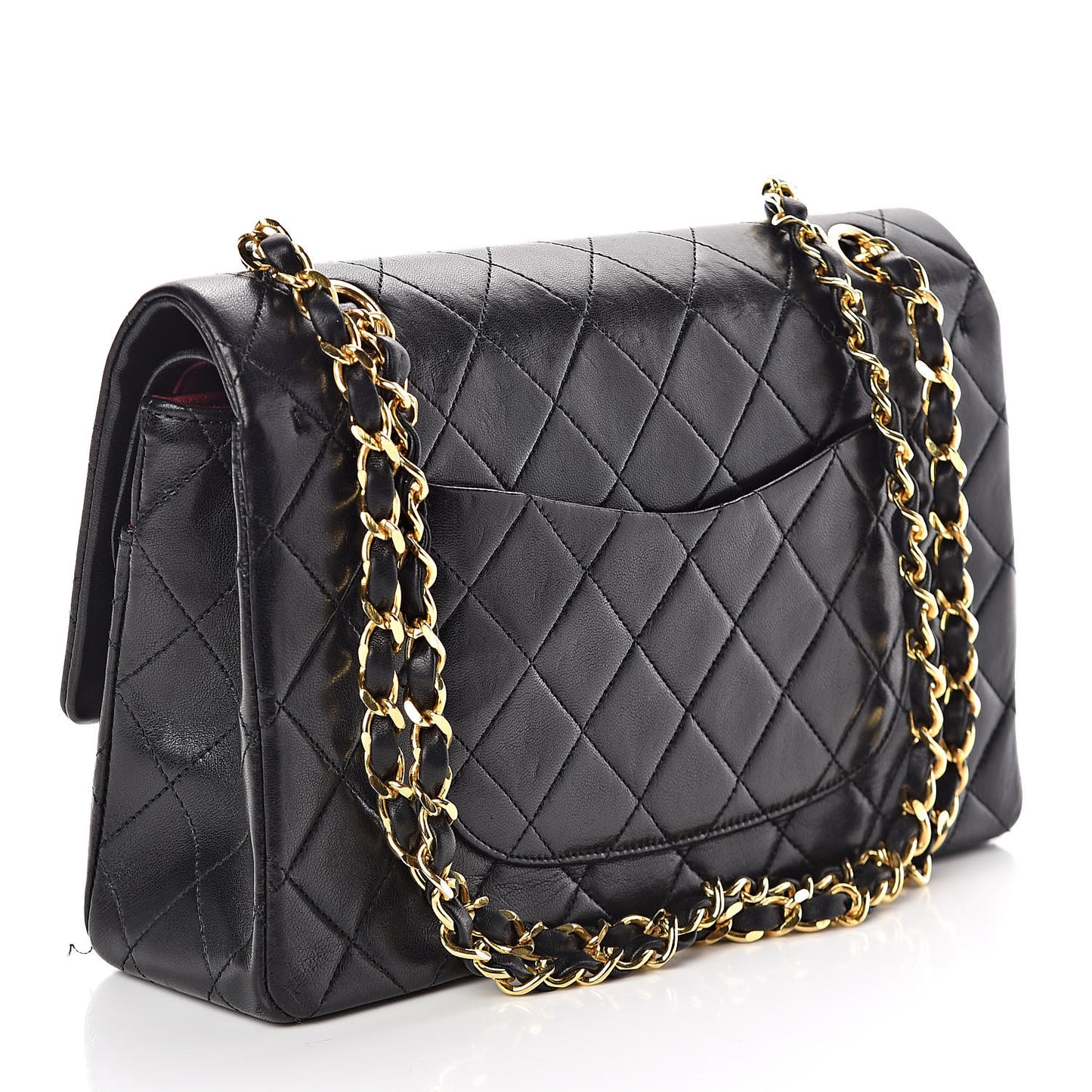 Lambskin Quilted Medium Double Flap Black