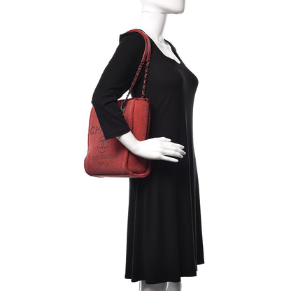 Chanel Lurex Boucle Mini Deauville Tote Red 2 of 10