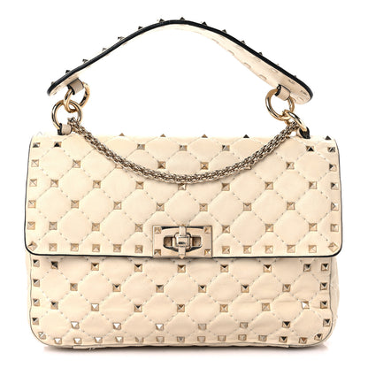 Valentino Garavani Nappa Medium Rockstud Spike Shoulder Bag Light Ivory 1 of 17