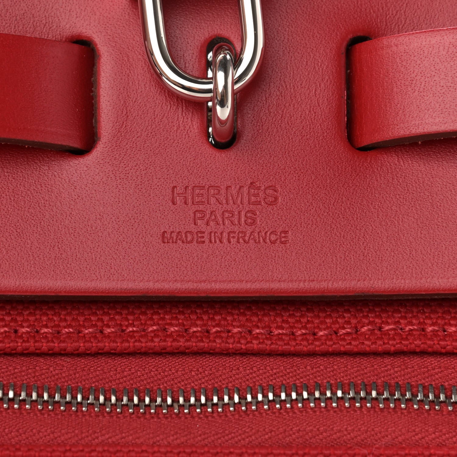 Hermes Military Toile Vache Hunter Herbag Zip PM 31 Rouge Piment 7 of 13