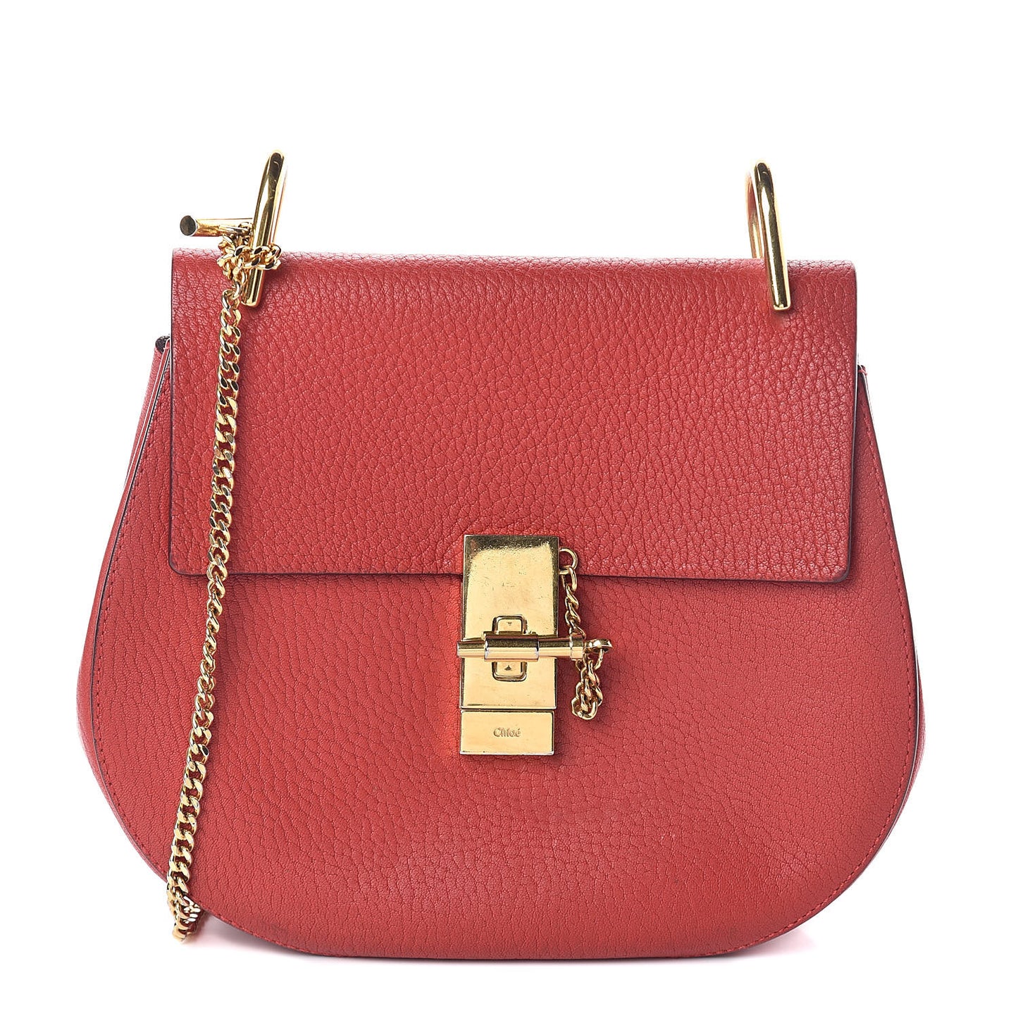 Grained Lambskin Drew Shoulder Bag Plaid Red