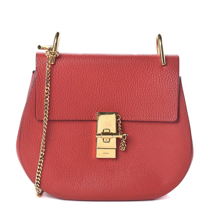 Chloe Grained Lambskin Drew Shoulder Bag Plaid Red 1 of 9
