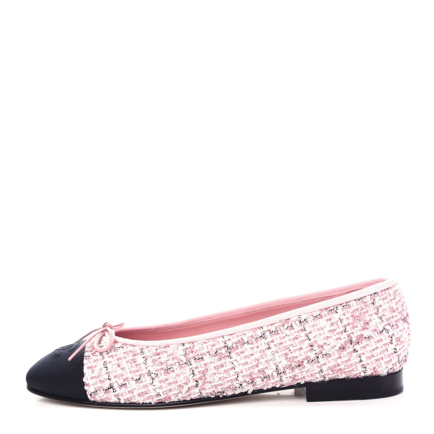 Tweed Cap Toe Ballerina Flats 40 Pink Black