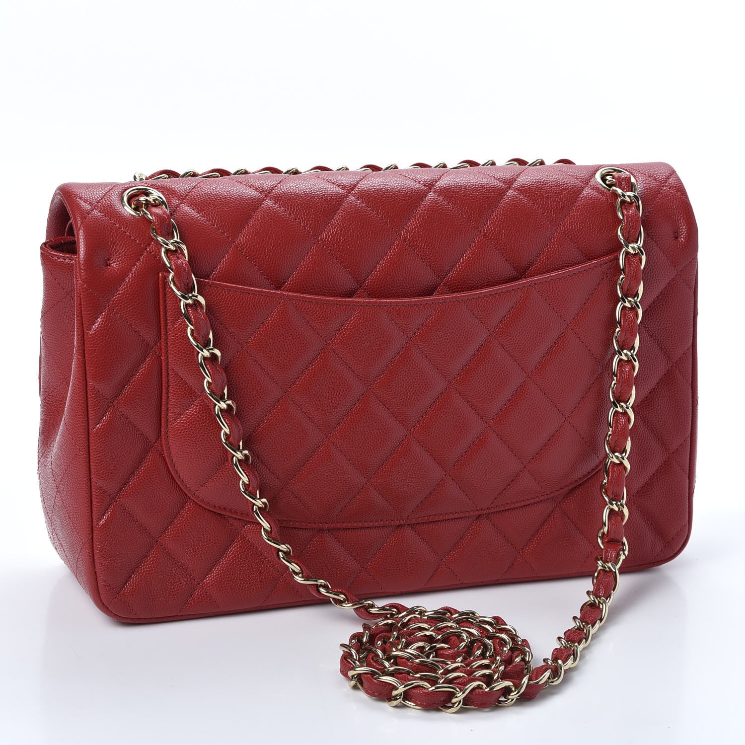Chanel Caviar Quilted Jumbo Double Flap Red 2 of 9