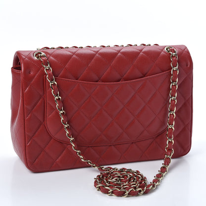 Chanel Caviar Quilted Jumbo Double Flap Red 2 of 9