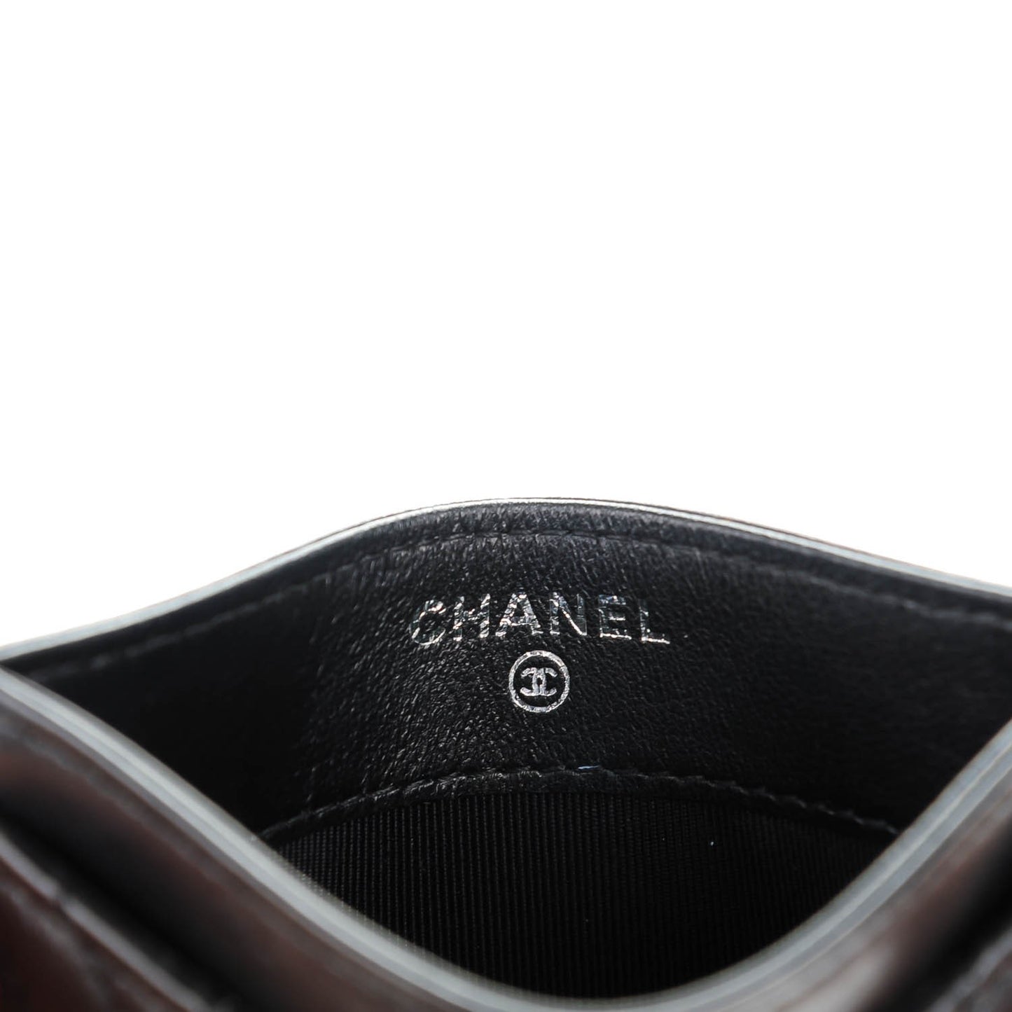 Lambskin Chevron Quilted Card Holder Black