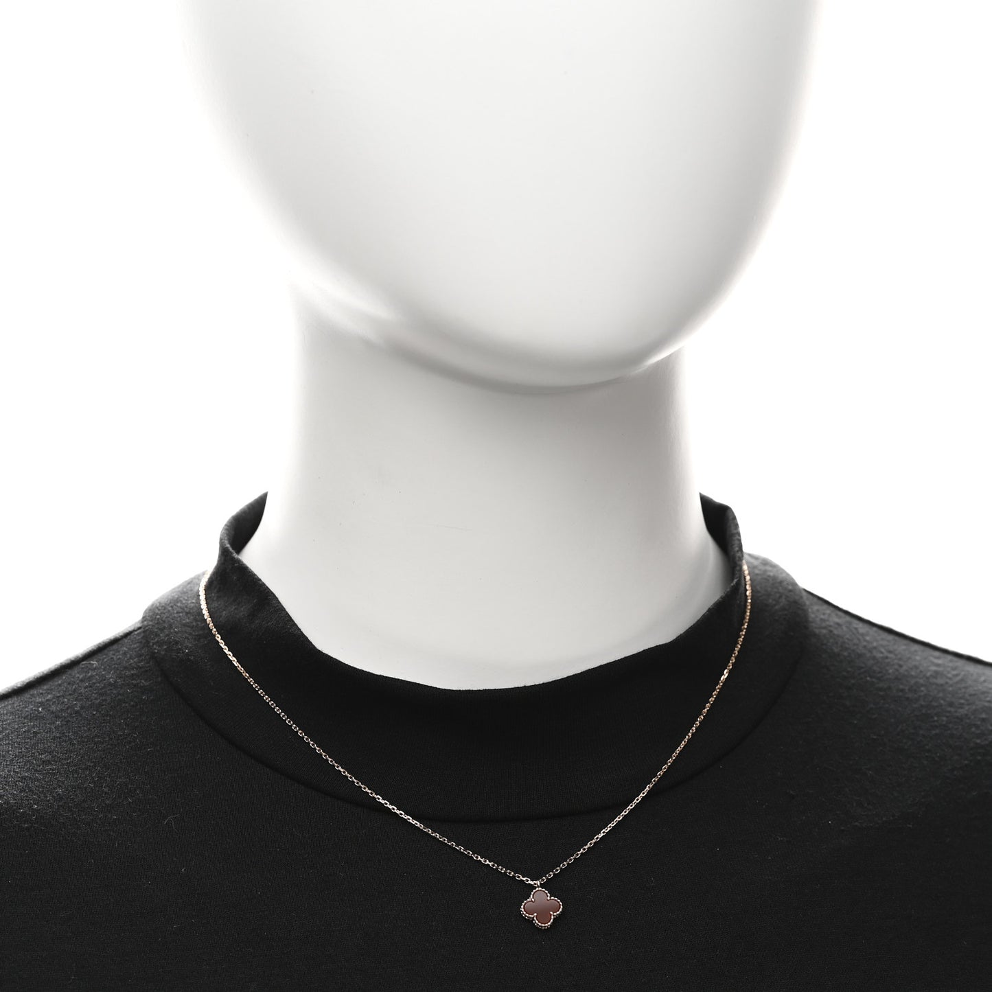 18K Rose Gold Carnelian Sweet Alhambra Pendant Necklace