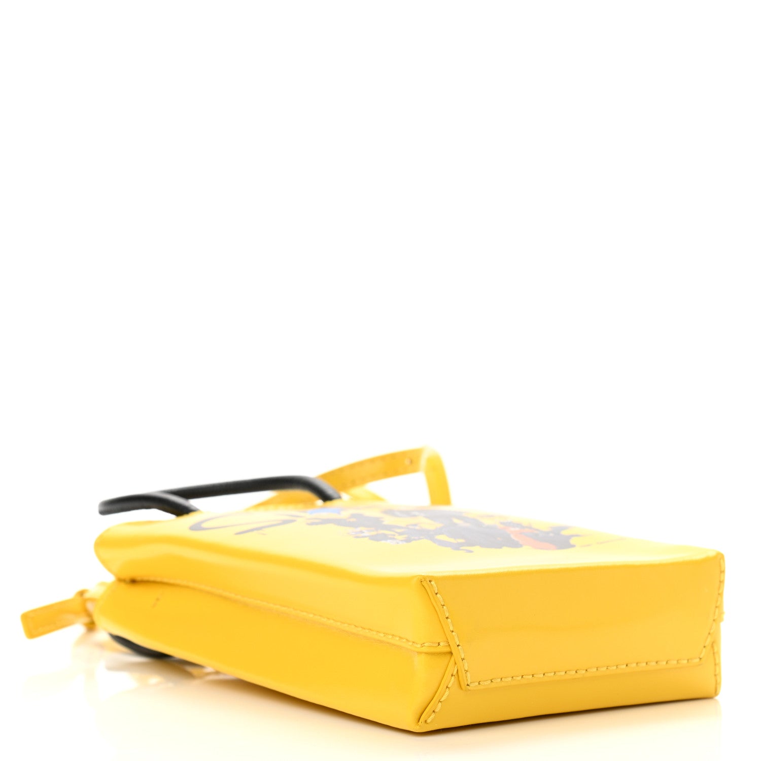 Balenciaga X THE SIMPSONS Smooth Calfskin Logo Shopping Phone Holder Bag Bumblebee Yellow 4 of 10