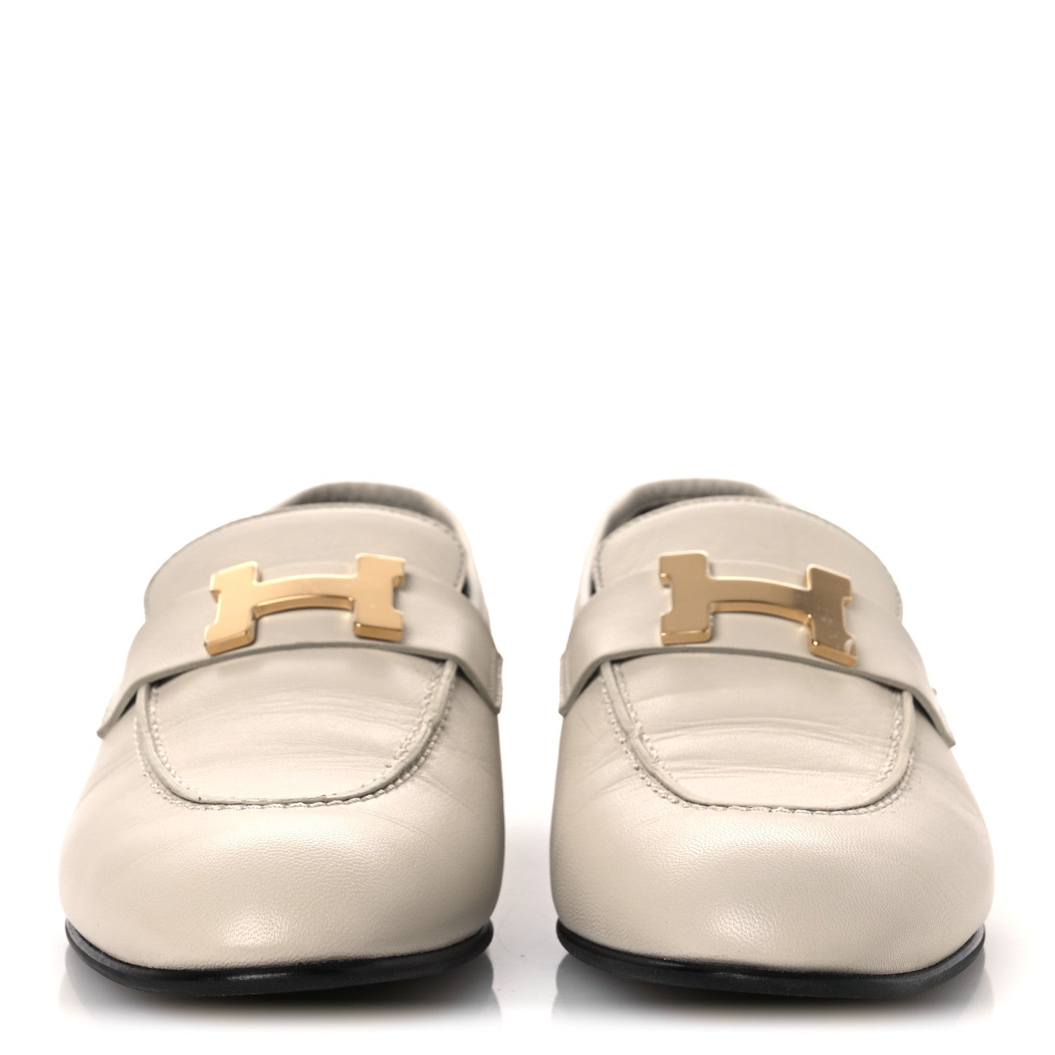 Hermes Goatskin Womens Paris Loafers 37 Beige Glaise 3 of 13