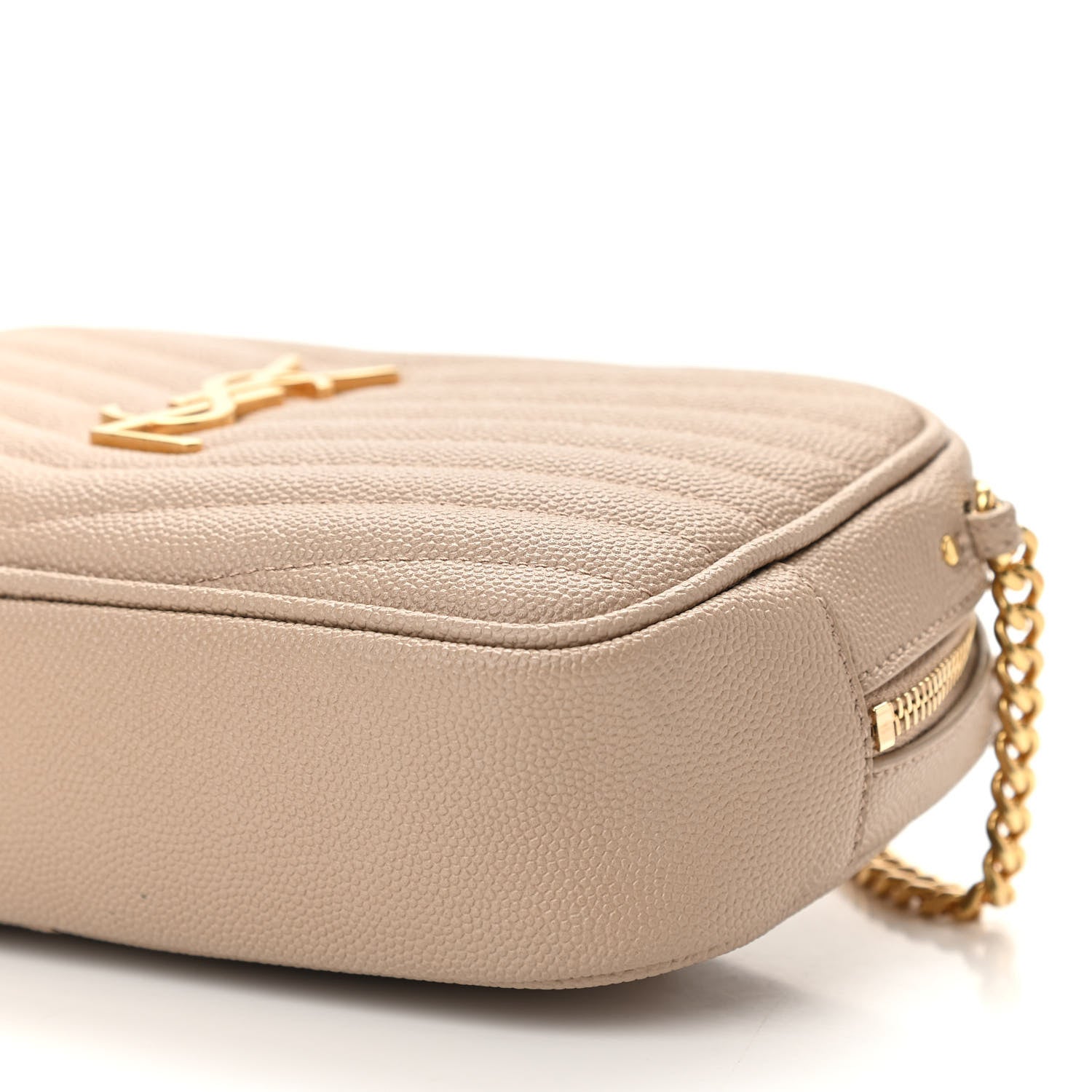 Saint Laurent Grain De Poudre Matelasse Monogram Mini Lou Camera Bag Dark Beige 9 of 10