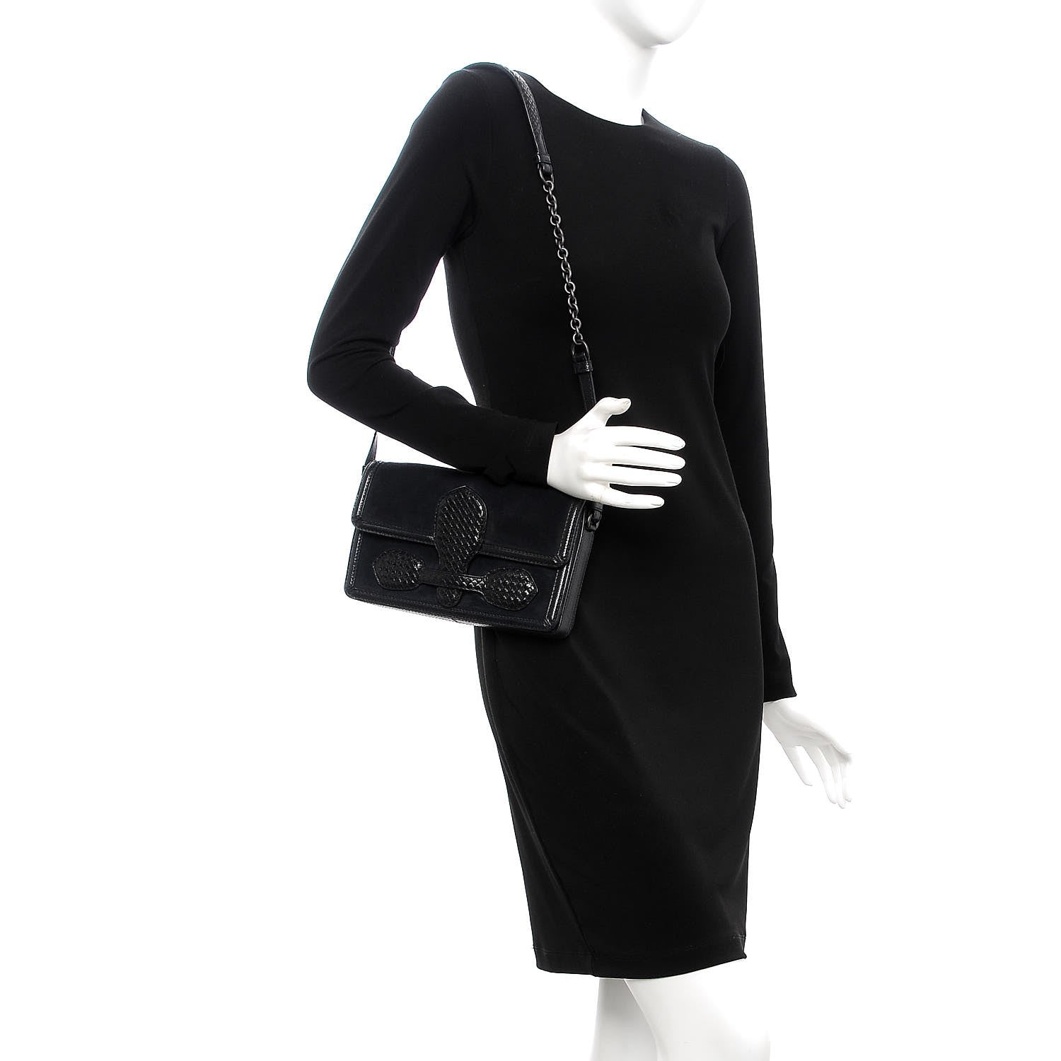 Bottega Veneta Suede Shiny Micro Intreccio Shoulder Bag Dark Navy 2 of 7